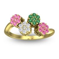 Simple Floral Pave Devana Ring