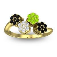 Diamond Fashion Ring In 18k Yellow Gold With Peridot And Black Onyx – Devana Simple Ring