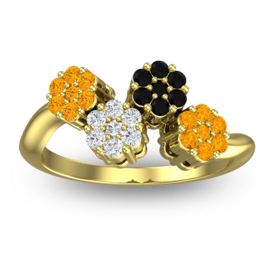 Simple Floral Pave Devana Ring