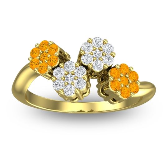 Simple Floral Pave Devana Ring
