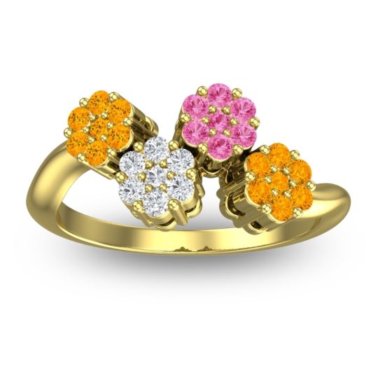 Simple Floral Pave Devana Ring