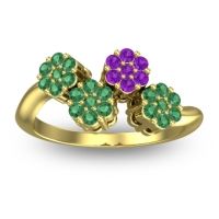Emerald Fashion Ring In 14k Yellow Gold With Amethyst – Devana Simple Ring