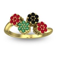 Emerald Fashion Ring In 14k Yellow Gold With Black Onyx And Ruby – Devana Simple Ring
