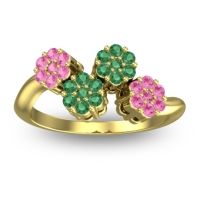Emerald Fashion Ring In 14k Yellow Gold With Pink Tourmaline – Devana Simple Ring