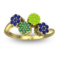 Emerald Fashion Ring In 18k Yellow Gold With Peridot And Blue Sapphire – Devana Simple Ring