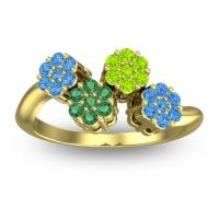 Emerald Fashion Ring In 18k Yellow Gold With Peridot And Swiss Blue Topaz – Devana Simple Ring