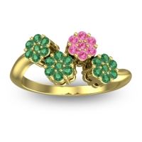 Emerald Fashion Ring In 14k Yellow Gold With Pink Tourmaline – Devana Simple Ring