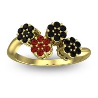 Garnet Fashion Ring In 18k Yellow Gold With Black Onyx – Devana Simple Ring