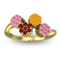 Garnet Fashion Ring In 18k Yellow Gold With Citrine And Pink Tourmaline – Devana Simple Ring