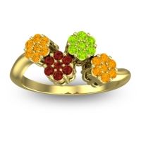 Garnet Fashion Ring In 18k Yellow Gold With Peridot And Citrine – Devana Simple Ring