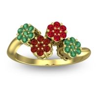 Garnet Fashion Ring In 14k Yellow Gold With Ruby And Emerald – Devana Simple Ring