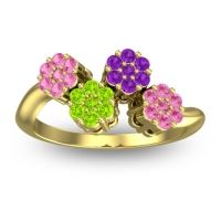 Peridot Fashion Ring In 18k Yellow Gold With Amethyst And Pink Tourmaline – Devana Simple Ring