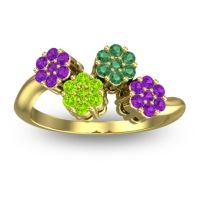 Peridot Fashion Ring In 18k Yellow Gold With Emerald And Amethyst – Devana Simple Ring