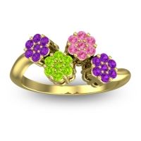 Peridot Fashion Ring In 18k Yellow Gold With Pink Tourmaline And Amethyst – Devana Simple Ring