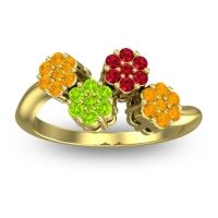 Peridot Fashion Ring In 18k Yellow Gold With Ruby And Citrine – Devana Simple Ring