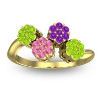 Pink Tourmaline Fashion Ring In 18k Yellow Gold With Amethyst And Peridot – Devana Simple Ring