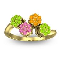 Pink Tourmaline Fashion Ring In 18k Yellow Gold With Citrine And Peridot – Devana Simple Ring