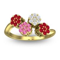 Pink Tourmaline Fashion Ring In 14k Yellow Gold With Diamond And Ruby – Devana Simple Ring
