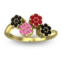 Pink Tourmaline Fashion Ring In 18k Yellow Gold With Ruby And Black Onyx – Devana Simple Ring