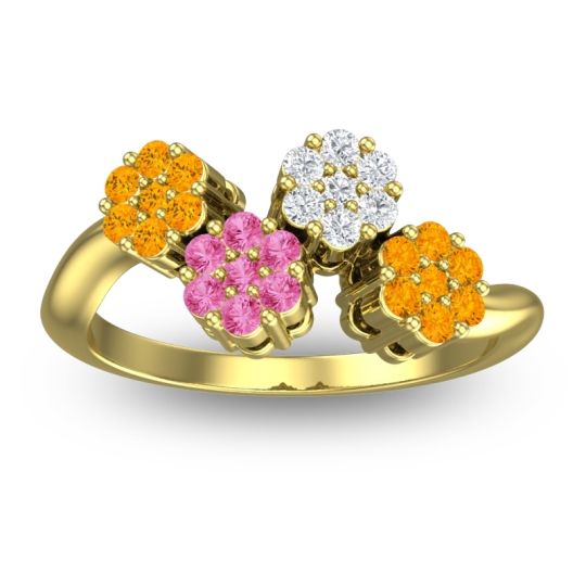 Simple Floral Pave Devana Ring