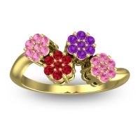 Ruby Fashion Ring In 18k Yellow Gold With Amethyst And Pink Tourmaline – Devana Simple Ring