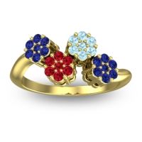 Ruby Fashion Ring In 18k Yellow Gold With Aquamarine And Blue Sapphire – Devana Simple Ring