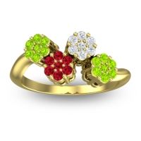 Ruby Fashion Ring In 18k Yellow Gold With Diamond And Peridot – Devana Simple Ring