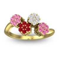 Ruby Fashion Ring In 18k Yellow Gold With Lab Diamond And Pink Tourmaline – Devana Simple Ring