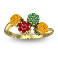 Ruby Fashion Ring In 18k Yellow Gold With Emerald And Citrine – Devana Simple Ring