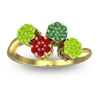 Simple Floral Pave Devana Ring