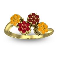 Ruby Fashion Ring In 18k Yellow Gold With Garnet And Citrine – Devana Simple Ring