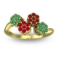 Ruby Fashion Ring In 14k Yellow Gold With Garnet And Emerald – Devana Simple Ring