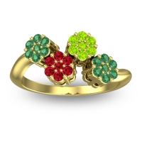 Ruby Fashion Ring In 14k Yellow Gold With Peridot And Emerald – Devana Simple Ring