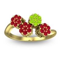 Ruby Fashion Ring In 18k Yellow Gold With Peridot – Devana Simple Ring