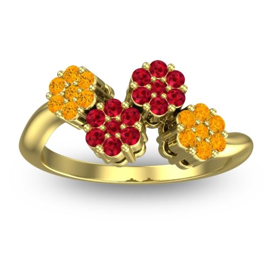 Simple Floral Pave Devana Ring