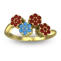 Swiss Blue Topaz Fashion Ring In 18k Yellow Gold With Garnet – Devana Simple Ring
