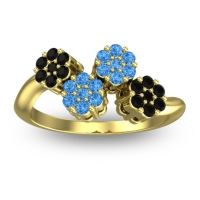 Swiss Blue Topaz Fashion Ring In 18k Yellow Gold With Black Onyx – Devana Simple Ring