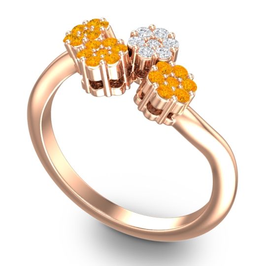 Simple Floral Pave Devana Ring