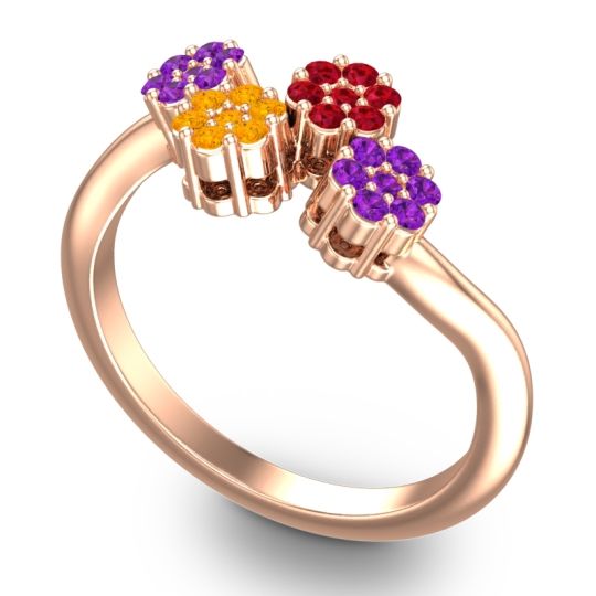 Simple Floral Pave Devana Ring