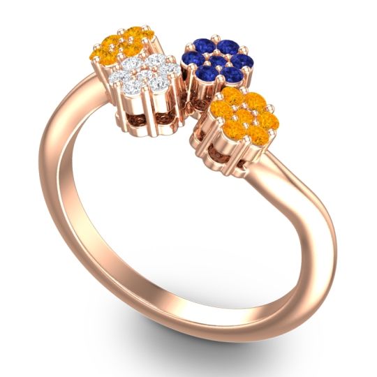 Simple Floral Pave Devana Ring