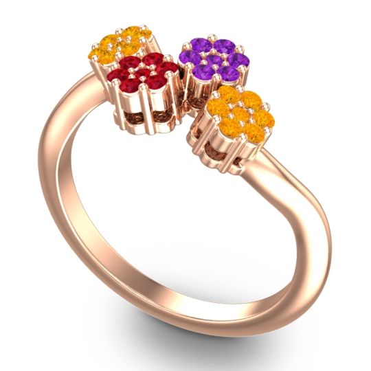 Simple Floral Pave Devana Ring
