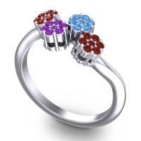 Simple Floral Pave Devana Ring