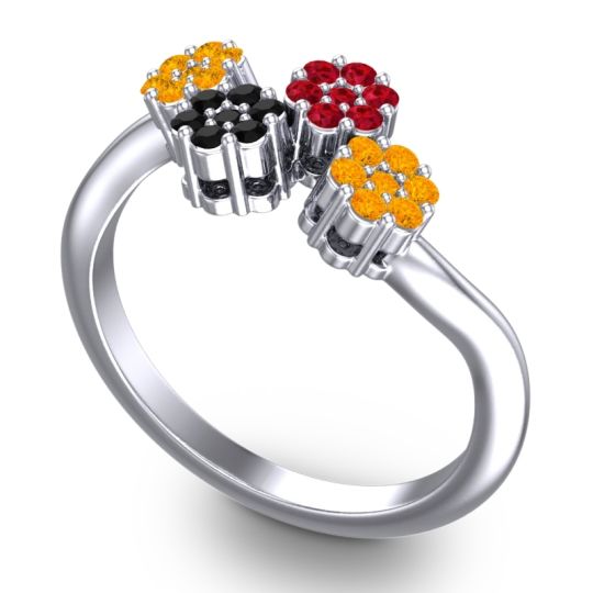 Simple Floral Pave Devana Ring