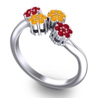 Simple Floral Pave Devana Ring
