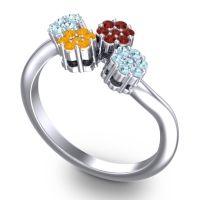 Simple Floral Pave Devana Ring