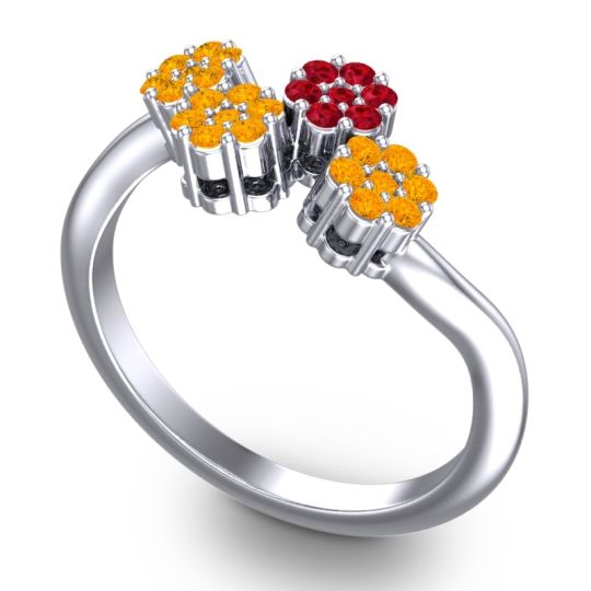 Simple Floral Pave Devana Ring