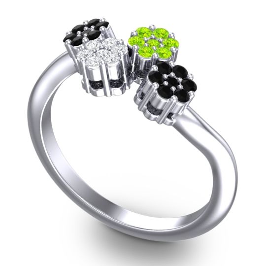 Simple Floral Pave Devana Ring