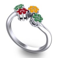 Simple Floral Pave Devana Ring