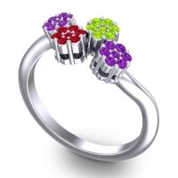 Simple Floral Pave Devana Ring