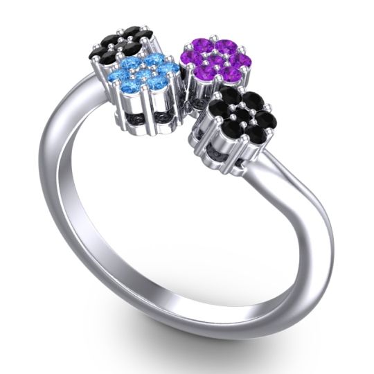 Simple Floral Pave Devana Ring